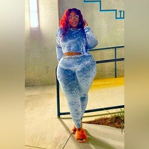 Feeling Lush Legging Set - Slate Blue